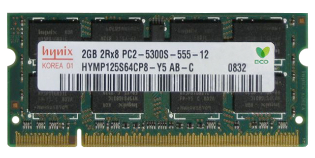 HYMP125S64CP8-Y5 AB-C Hynix 2GB PC2-5300 DDR2-667MHz non-ECC Unbuffered CL5 200-Pin SoDimm Memory Module