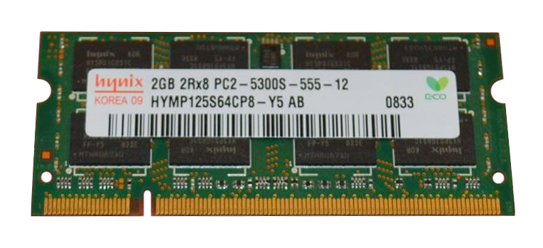 HYMP125S64CP8-Y5 Hynix 2GB PC2-5300 DDR2-667MHz non-ECC Unbuffered CL5 200-Pin SoDimm Dual Rank Memory Module
