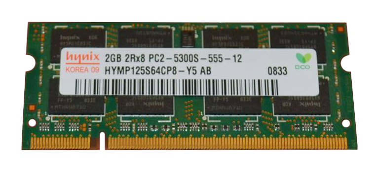 HYMP125S64CP8-Y5-06 Hynix 2GB PC2-5300 DDR2-667MHz non-ECC Unbuffered CL5 200-Pin SoDimm Dual Rank Memory Module