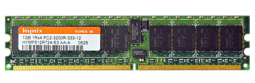 HYMP512R724-E3 Hynix 1GB PC2-3200 DDR2-400MHz ECC Registered CL3 240-Pin DIMM Single Rank Memory Module