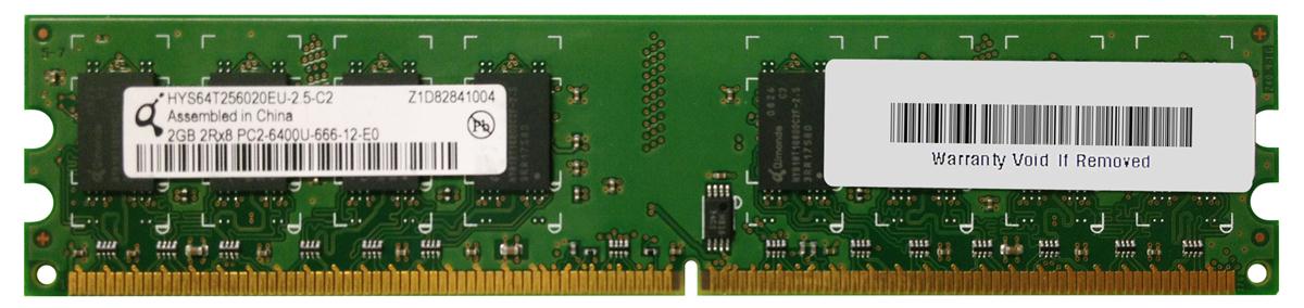 HYS64T256020EU-2.5-C2 Qimonda 2GB PC2-6400 DDR2-800MHz non-ECC Unbuffered CL6 240-Pin DIMM Dual Rank Memory Module
