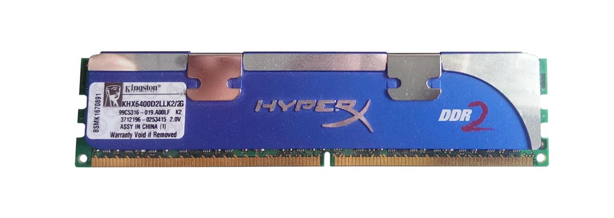 KHX6400D2LLK2/2G Kingston 2GB Kit (2 X 1GB) PC2-6400 DDR2-800MHz non-ECC 240-Pin DIMM Memory