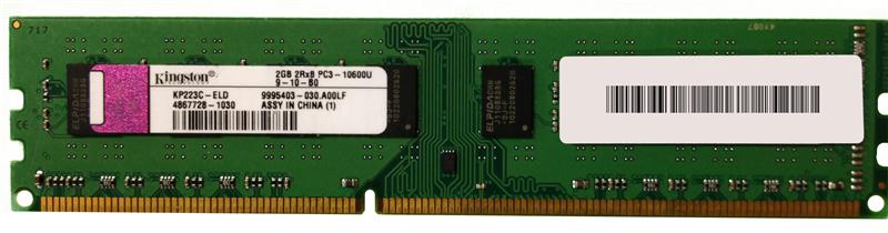 KP223C-ELD Kingston 2GB PC3-10600 DDR3-1333MHz non-ECC Unbuffered CL9 240-Pin DIMM Dual Rank Memory Module