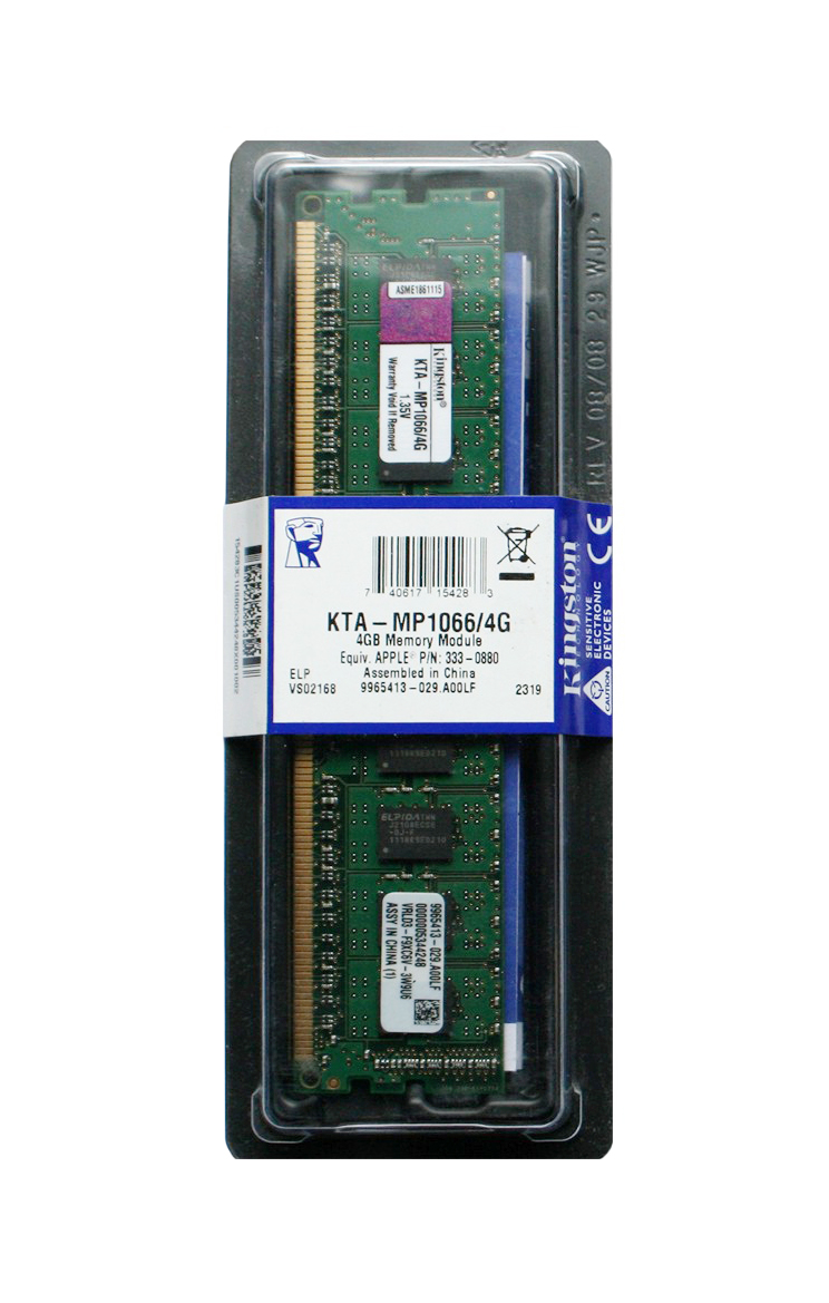 KTA-MP1066/4G Kingston 4GB PC3-8500 DDR3-1066MHz ECC Unbuffered CL7 240-Pin DIMM Dual Rank Memory Module w/Thermal Sensor for Apple Mac Pro