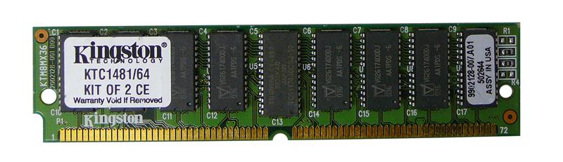 KTC1481/64 Kingston 64MB Kit (2 X 32MB) For Compaq DeskPro XL 450 466 5100 5120 5133