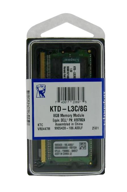 KTD-L3C/8G Kingston 8GB PC3-12800 DDR3-1600MHz non-ECC Unbuffered CL11 204-Pin SoDimm Dual Rank Memory Module
