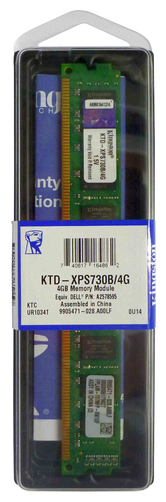 KTD-XPS730B/4G Kingston 4GB PC3-10600 DDR3-1333MHz non-ECC Unbuffered CL9 240-Pin DIMM Dual Rank Memory Module for Dell
