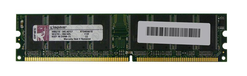 KTD4550/1G Kingston 1GB PC2700 DDR-333MHz non-ECC Unbuffered CL2.5 184-Pin DIMM 2.5V Memory Module for Dell 311-2077, A0388038
