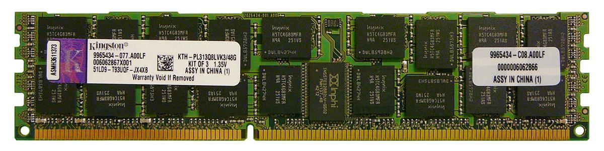 KTH-PL313Q8LVK3/48G Kingston 48GB Kit (3 X 16GB) PC3-10600 DDR3-1333MHz ECC Registered CL9 240-Pin DIMM 1.35V Low Voltage Quad Rank x8 Memory