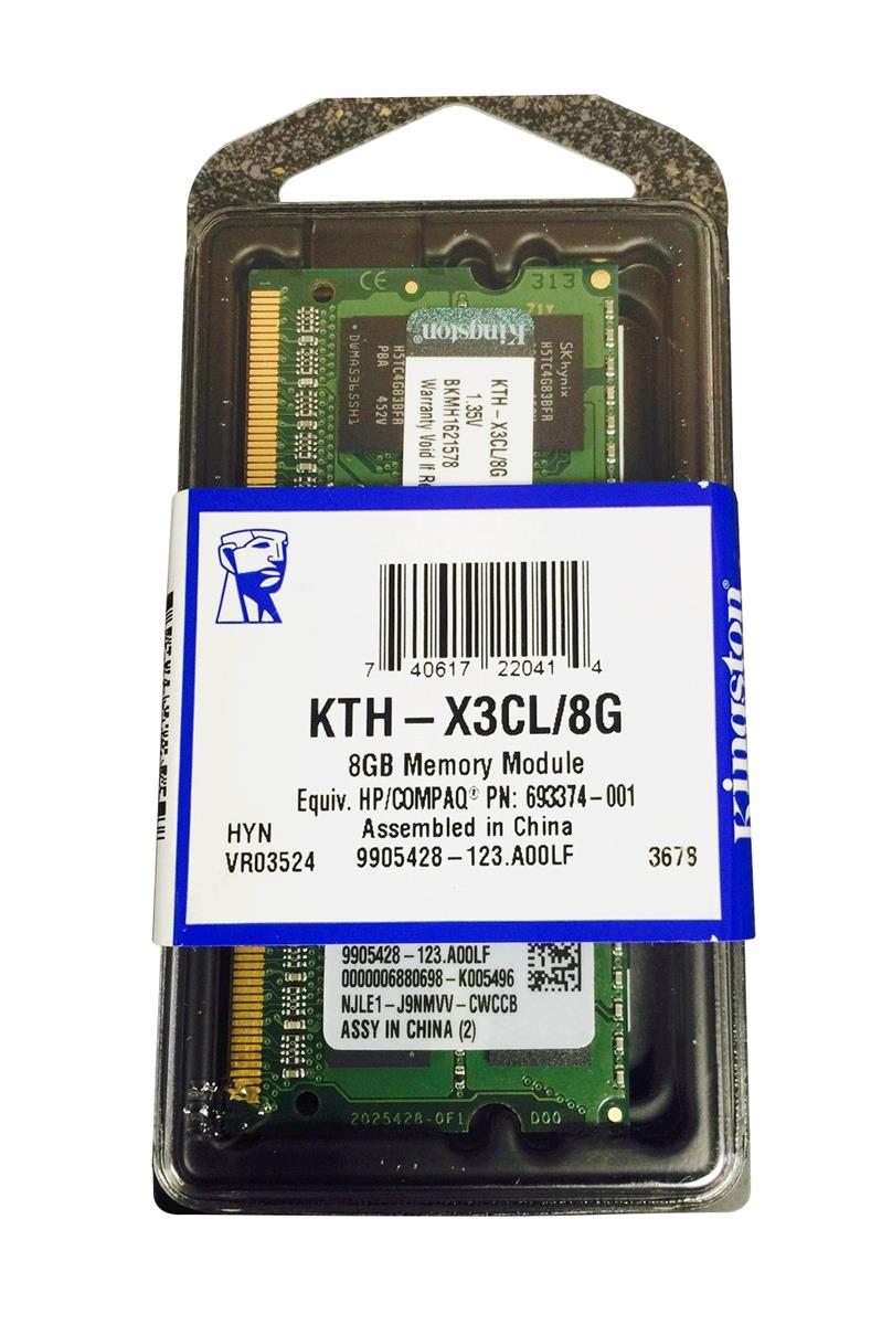 KTH-X3CL/8G Kingston 8GB PC3-12800 DDR3-1600MHz non-ECC Unbuffered CL11 204-Pin SoDimm 1.35V Low Voltage Dual Rank Memory Module