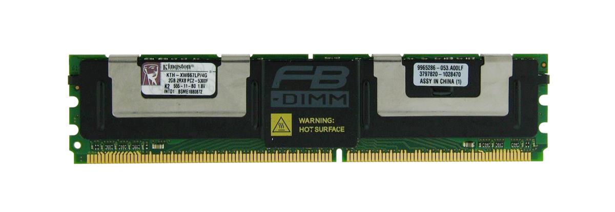 KTH-XW667LP/4G Kingston 4GB Kit (2 X 2GB) PC2-5300 DDR2-667MHz ECC Fully Buffered CL5 240-Pin DIMM 1.55V Low Voltage Memory for HP/Compaq 461828-B21