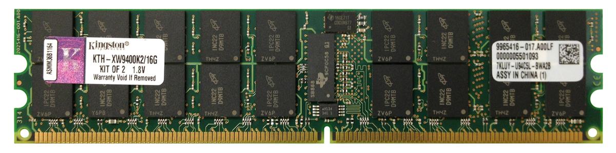 KTH-XW9400K2/16G Kingston 16GB Kit (2 X 8GB) PC2-5300 DDR2-667MHz ECC Registered CL5 240-Pin DIMM Dual Rank Memory for HP/Compaq EV285AA