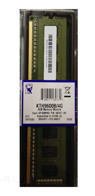 KTH9600B/4G Kingston 4GB PC3-10600 DDR3-1333MHz non-ECC Unbuffered CL9 240-Pin DIMM Dual Rank Memory Module for HP/Compaq