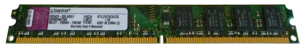 KTL2975C6/2G Kingston 2GB PC2-6400 DDR2-800MHz non-ECC Unbuffered CL6 240-Pin DIMM Memory Module 41U2978, FRU 41X1081