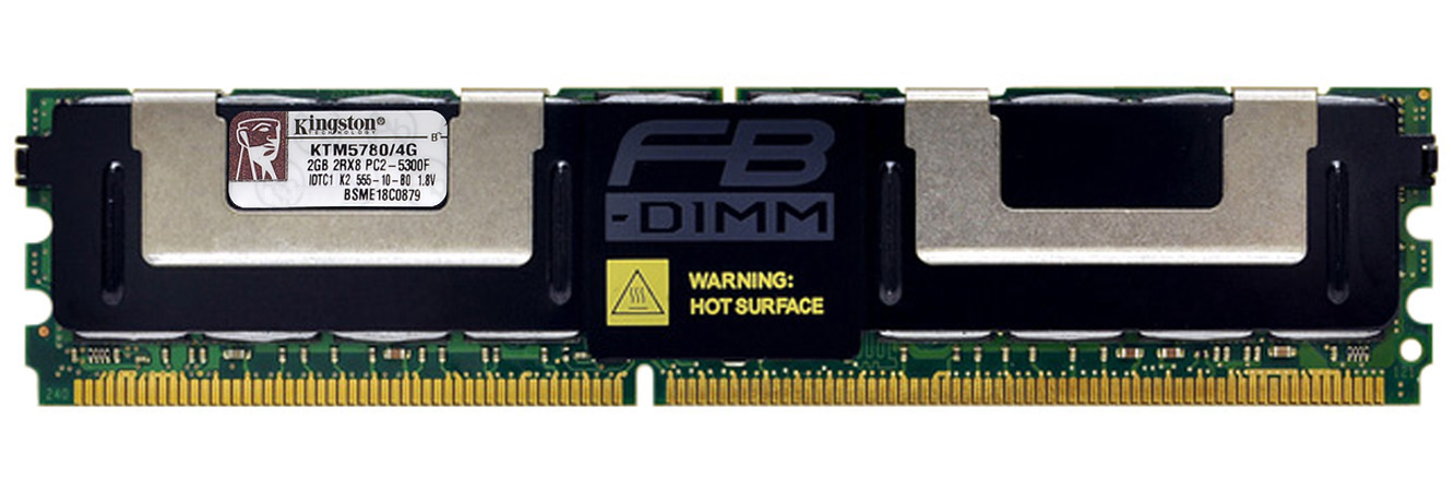 KTM5780/4G Kingston 4GB Kit (2 X 2GB) PC2-5300 DDR2-667MHz ECC Fully Buffered CL5 240-Pin DIMM Dual Rank Memory 39M5789, 39M5791