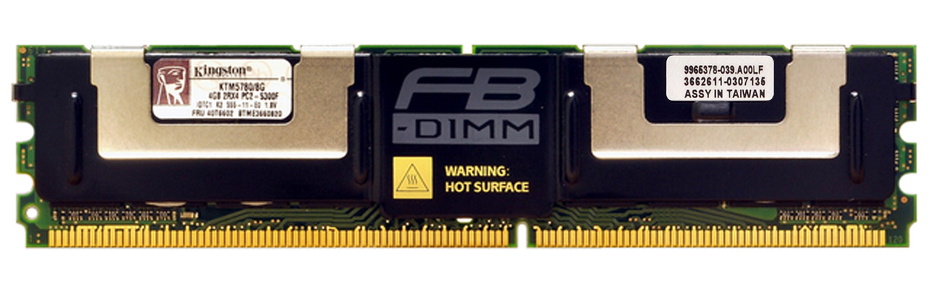 KTM5780/8G Kingston 8GB Kit (2 X 4GB) PC2-5300 DDR2-667MHz ECC Fully Buffered CL5 240-Pin DIMM Dual Rank Memory for IBM 39M5795 (2PCS), 39M5797, FRU 40T6602
