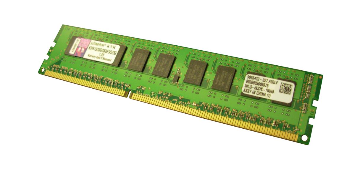 KVR1333D3S8E9S/2G Kingston 2GB PC3-10600 DDR3-1333MHz ECC Unbuffered CL9 240-Pin DIMM Single Rank Memory Module with Thermal Sensor