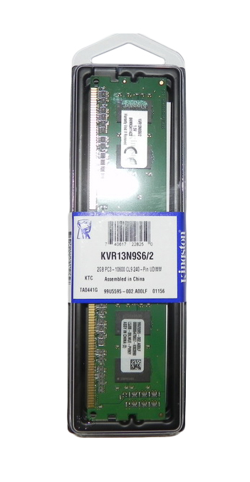 KVR13N9S6/2 Kingston 2GB PC3-10600 DDR3-1333MHz non-ECC Unbuffered CL9 240-Pin DIMM Single Rank Memory Module