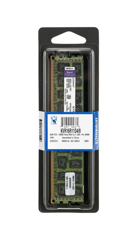KVR16R11D4/8 Kingston ValueRAM 8GB PC3-12800 DDR3-1600MHz ECC Registered CL11 240-Pin DIMM Dual Rank x4 Memory Module