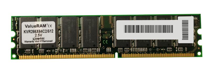KVR266X64C2/512 Kingston 512MB PC2100 DDR-266MHz non-ECC Unbuffered CL2.5 184-Pin DIMM 2.5V Memory Module
