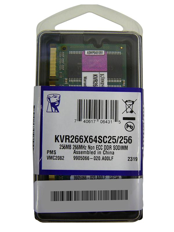KVR266X64SC25/256 Kingston 256MB PC2100 DDR-266MHz non-ECC Unbuffered CL2.5 200-Pin SoDimm Memory Module