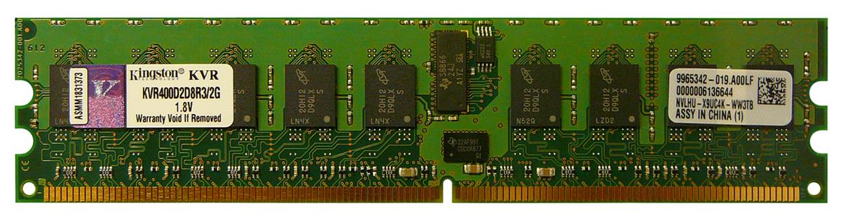 KVR400D2D8R3/2G Kingston 2GB PC2-3200 DDR2-400MHz ECC Registered CL3 240-Pin DIMM Dual Rank Memory Module