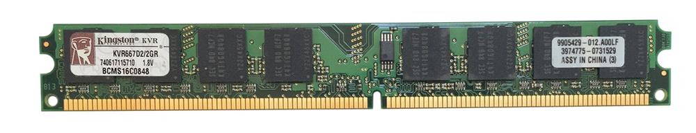KVR667D2/2GR Kingston 2GB PC2-5300 DDR2-667MHz non-ECC Unbuffered CL5 240-Pin DIMM Dual Rank Memory Module
