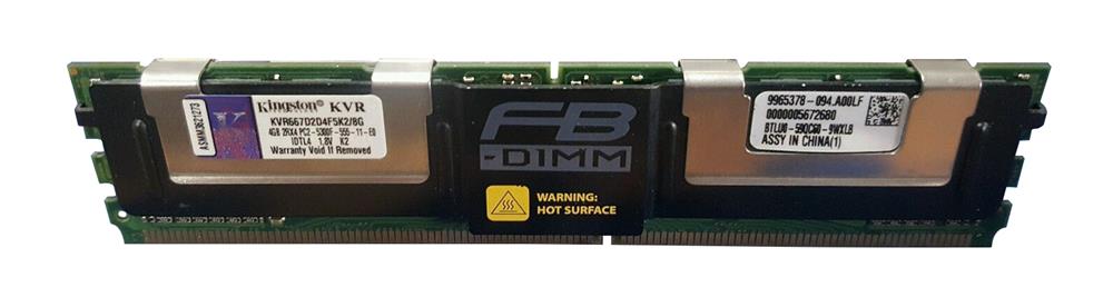 KVR667D2D4F5K2/8G Kingston 8GB Kit (2 X 4GB) PC2-5300 DDR2-667MHz ECC Fully Buffered CL5 240-Pin DIMM Dual Rank x4 Memory