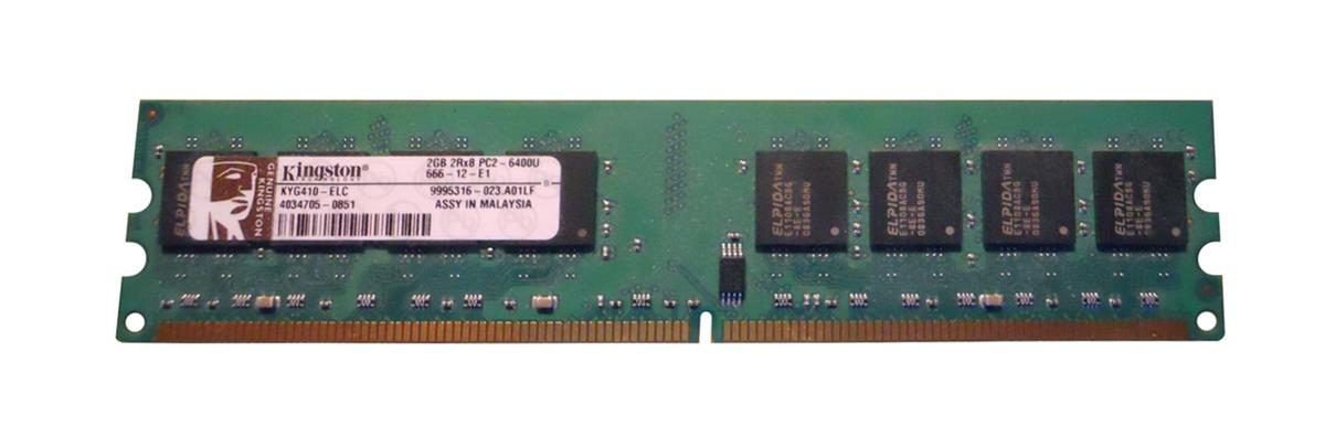 KYG410-ELC Kingston 2GB PC2-6400 DDR2-800MHz non-ECC Unbuffered CL6 240-Pin DIMM Memory Module