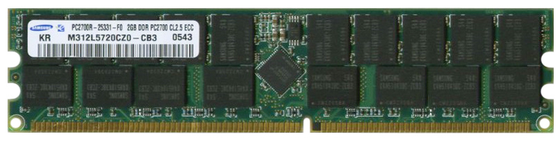 M312L5720CZ0-CB3 Samsung 2GB PC2700 DDR-333MHz Registered ECC CL2.5 184-Pin DIMM 2.5V Dual Rank Memory Module