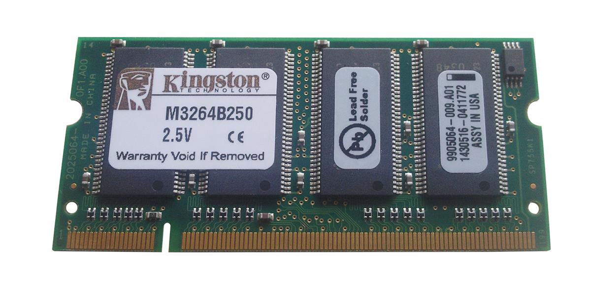 M3264B250 Kingston 256MB PC2100 DDR-266MHz non-ECC Unbuffered CL2.5 200-Pin SoDimm Memory Module