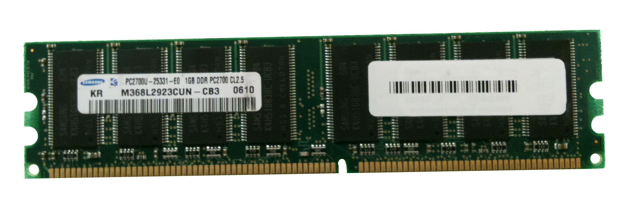 M4L-PC1333X64C25-1G M4L Certified 1GB 333MHz DDR PC2700 Non-ECC CL2.5 184-Pin Dual Rank x8 DIMM