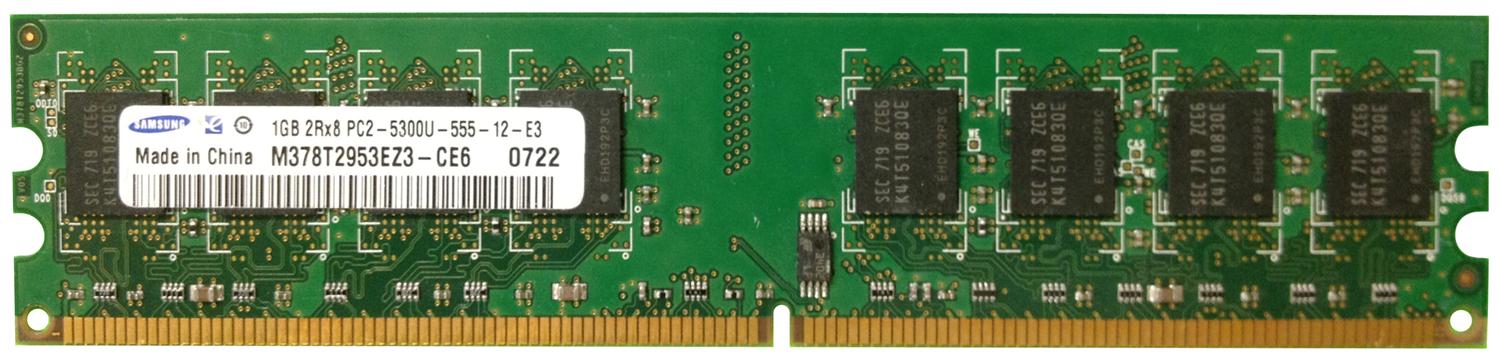 M378T2953EZ3-CE6 Samsung 1GB PC2-5300 DDR2-667MHz non-ECC Unbuffered CL5 240-Pin DIMM Dual Rank Memory Module