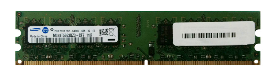 M378T5663QZ3-CF7 Samsung 2GB PC2-6400 DDR2-800MHz non-ECC Unbuffered CL6 240-Pin DIMM Dual Rank Memory Module