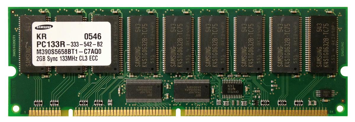 M390S5658BT1-C7AQ0 Samsung 2GB PC133 133MHz ECC Registered CL3 168-Pin DIMM Memory Module