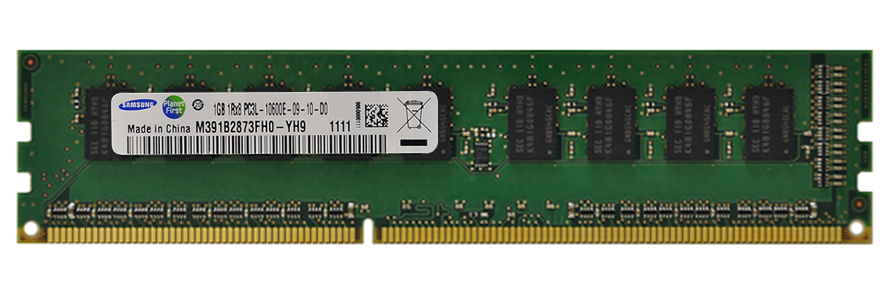 M391B2873FH0-YH9 Samsung 1GB PC3-10600 DDR3-1333MHz ECC Unbuffered CL9 240-Pin DIMM 1.35V Low Voltage Single Rank Memory Module