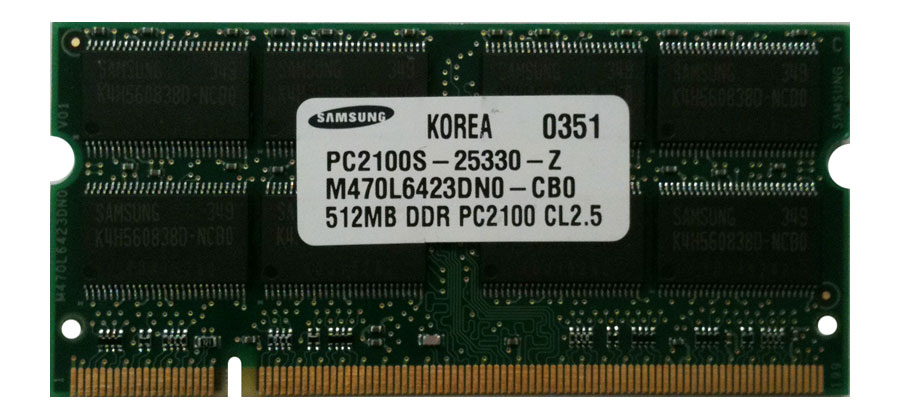 M4L-PC1266X64SC25-512 M4L Certified 512MB 266MHz DDR PC2100 Non-ECC CL2.5 200-Pin Dual Rank x8 SoDimm