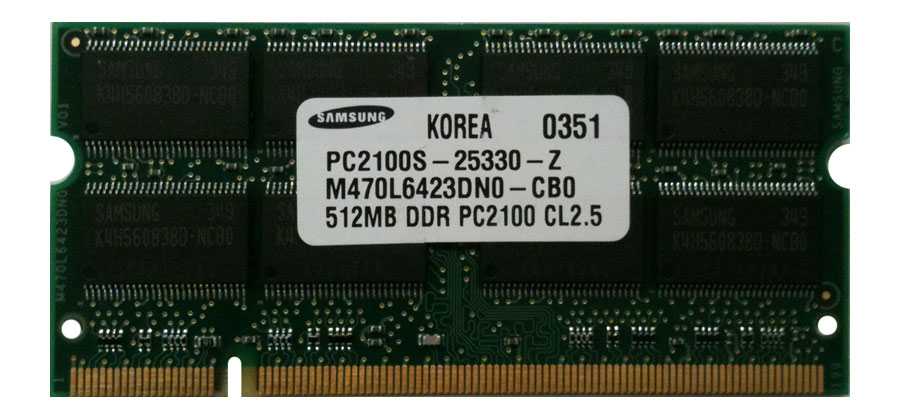 3D-194D212N64S9-512M 512MB Module DDR Sodimm 200 Pin PC2100 CL=2.5 Non-Parity DDR266 64Meg x 64 For Dell Latitude C640 311-1356; 311-1683; A0098271