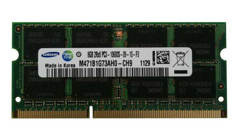 M471B1G73AH0-CH9 Samsung 8GB PC3-10600 DDR3-1333MHz non-ECC Unbuffered CL9 204-Pin SoDimm Dual Rank Memory Module
