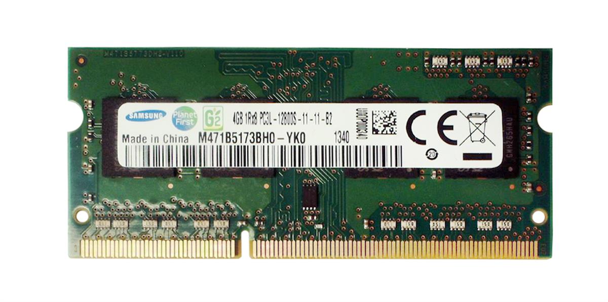 M471B5173BH0-YK0 Samsung 4GB PC3-12800 DDR3-1600MHz non-ECC Unbuffered CL11 204-Pin SoDimm 1.35V Low Voltage Single Rank Memory Module