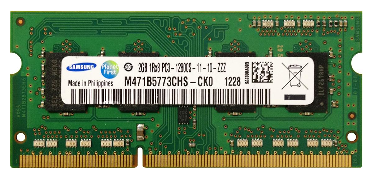M471B5773CHS-CK0 Samsung 2GB PC3-12800 DDR3-1600MHz non-ECC Unbuffered CL11 204-Pin SoDimm Single Rank Memory Module