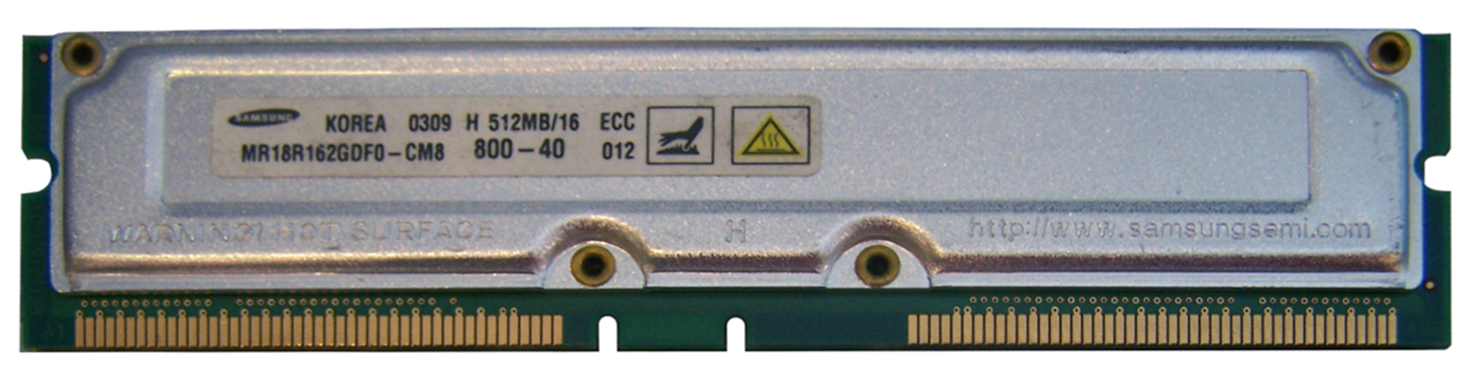 10.88627 Samsung 1GB Kit (2 X 512MB) RDRAM PC800 ECC 40ns 800MHz 184-Pin 2.5v 256Meg x 18 For Dell Precision Workstation 340 (533MHz FSB)