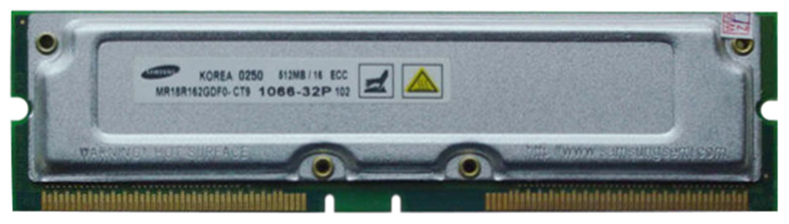 MR18R162GDF0-CT9 Samsung Rambus 512MB PC1066 1066MHz 32ns ECC 184-Pin RDRAM RIMM Memory Module