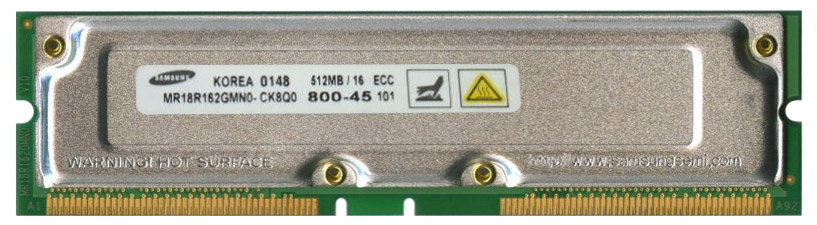 80.12761 Samsung 2GB Kit (4 X 512MB) RDRAM PC800 ECC 45ns 800MHz 184-Pin 2.5v For Dell Dimension 8100 1.5G