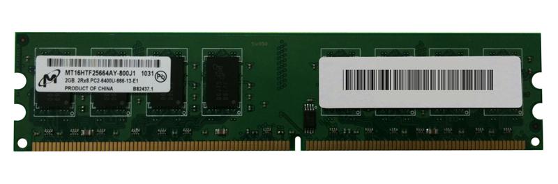 MT16HTF25664AY-800J1 Micron 2GB PC2-6400 DDR2-800MHz non-ECC Unbuffered CL6 240-Pin DIMM Dual Rank Memory Module