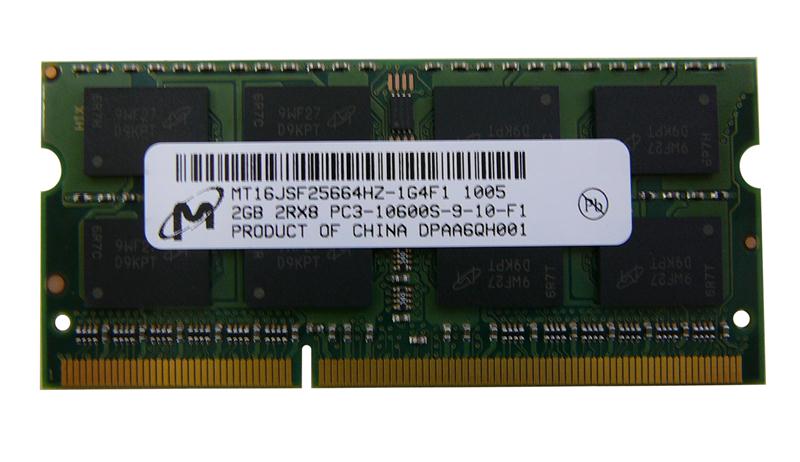 MT16JSF25664HZ-1G4F1 Micron 2GB PC3-10600 DDR3-1333MHz non-ECC Unbuffered CL9 204-Pin SoDimm Dual Rank Memory Module