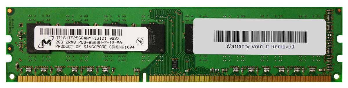 MT16JTF25664AY-1G1D1 Micron 2GB PC3-8500 DDR3-1066MHz non-ECC Unbuffered CL7 240-Pin DIMM Dual Rank Memory Module