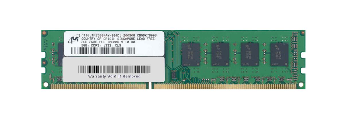 MT16JTF25664AY-1G4D1 Micron 2GB PC3-10600 DDR3-1333MHz non-ECC Unbuffered CL9 240-Pin DIMM Dual Rank Memory Module