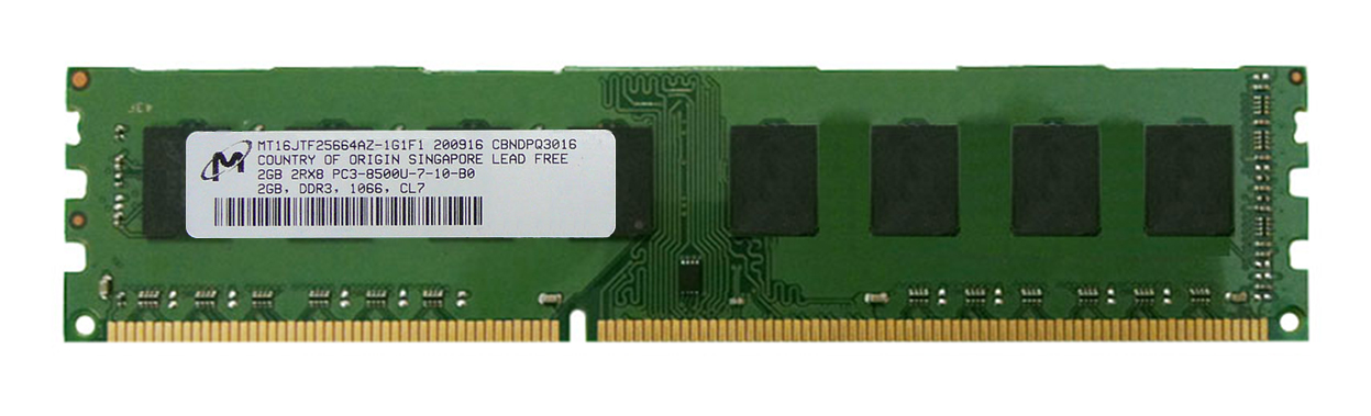 MT16JTF25664AZ-1G1F1 Micron 2GB PC3-8500 DDR3-1066MHz non-ECC Unbuffered CL7 240-Pin DIMM Dual Rank Memory Module
