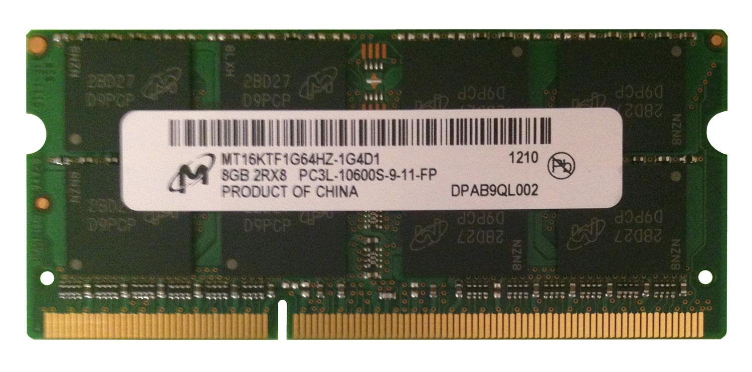 MT16KTF1G64HZ-1G4D1 Micron 8GB PC3-10600 DDR3-1333MHz non-ECC Unbuffered CL9 204-Pin SoDimm 1.35V Low Voltage Dual Rank Memory Module